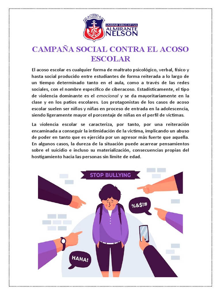 Campaña Contra el Acoso Escolar | PDF | Ciencias sociales | Relaciones ...