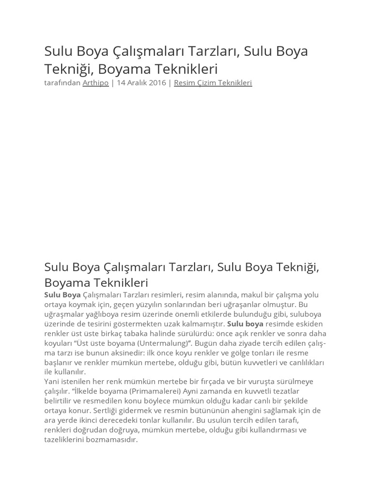 Sulu Boya Çalışmaları Tarzları | PDF