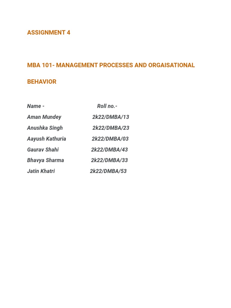 MPOB Assignment 4 | PDF | Social Science