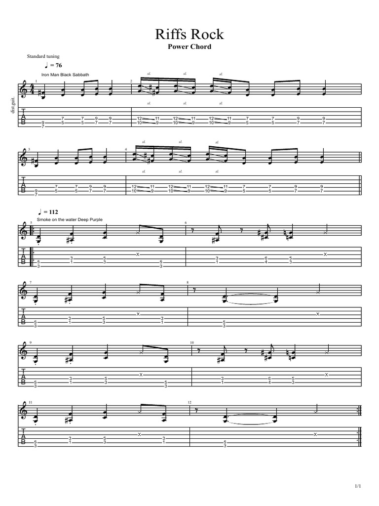 Riff Power Chord | PDF | Heavy Metal Music | Music Theory