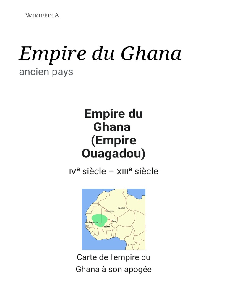 Empire Du Ghana - Wikipédia | PDF | Afrique | Afrique de l'Ouest