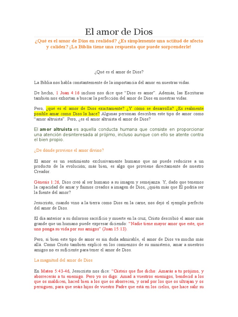 El Amor de Dios | PDF | Amor | Dios