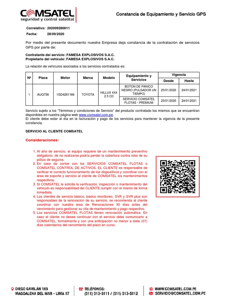 Constancia GPS AUQ736 | PDF