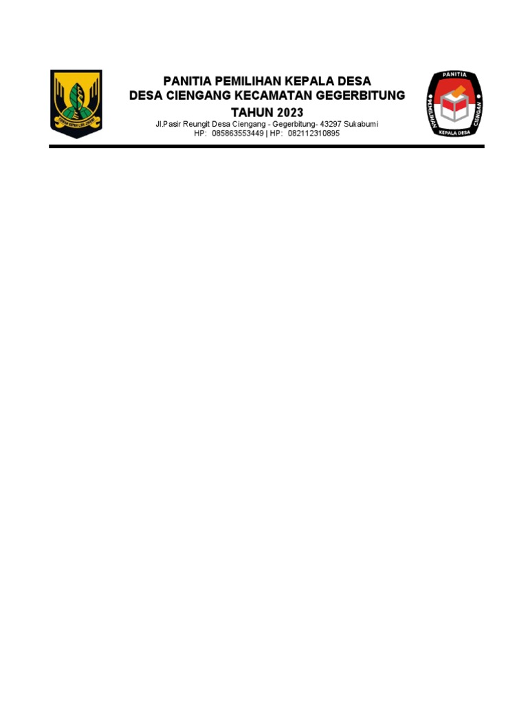 Kop Surat Panitia Pemilihan Desa 2023 | PDF