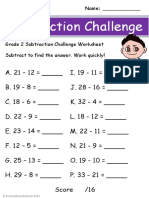 Grade 2 Subtraction Challenge Worksheet 5