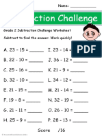Grade 2 Subtraction Challenge Worksheet 6