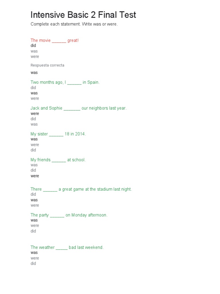 Top Notch 2 Final Test PDF