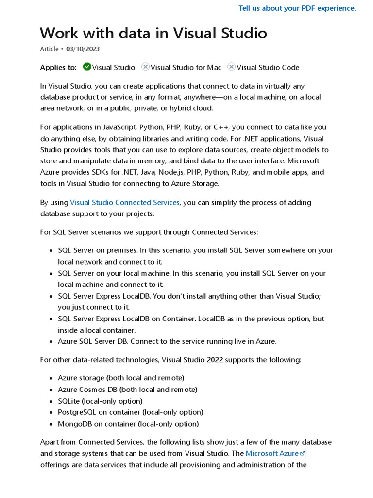 Visualstudio Data Tools Vs 2022 | PDF | Entity Framework | Microsoft ...
