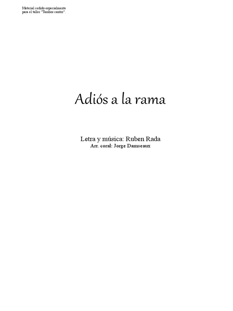 Adios A La Rama - Ruben Rada | PDF