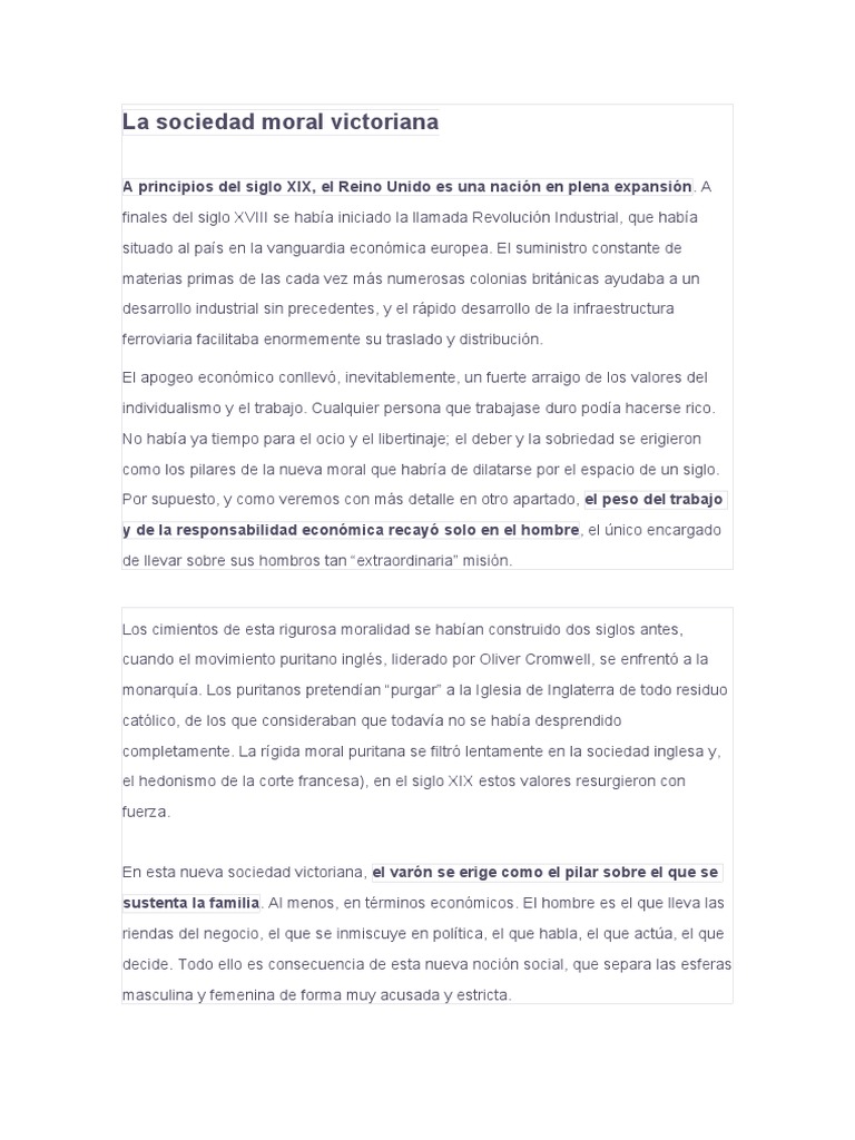 La Sociedad Moral Victoriana PDF Mujer Feminismo