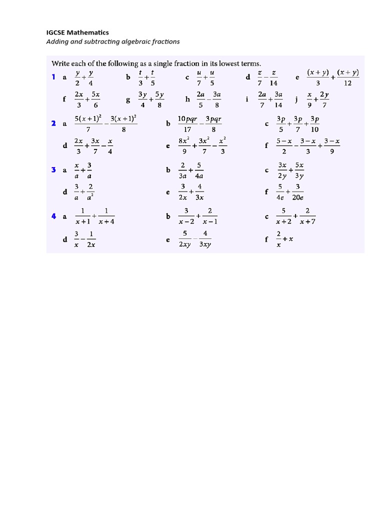 Algebraic fractions pdf
