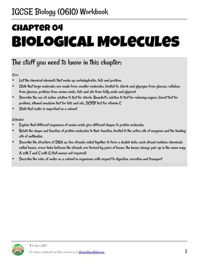 Biological Molecules PDF Biomolecules Proteins