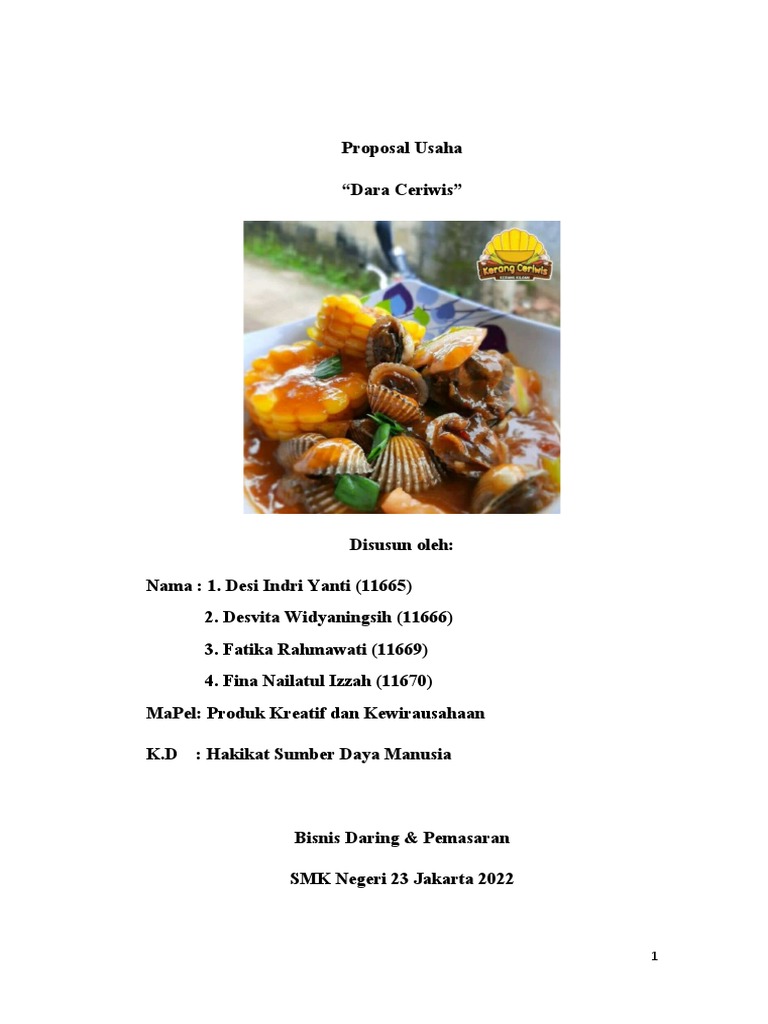 Proposal Usaha Kuliner Dara Ceriwis | PDF