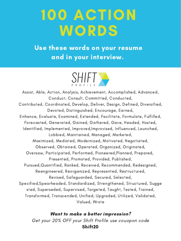 100 Action Words for Resumes | PDF
