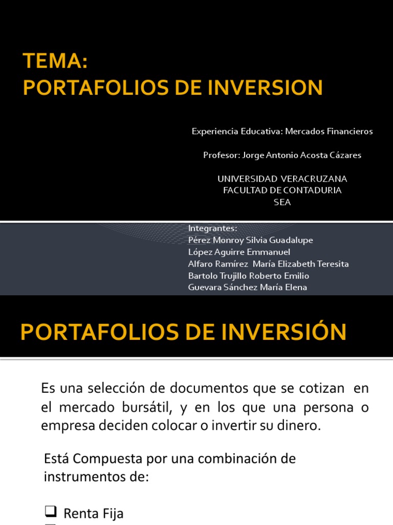 Portafolio de Inversion Exposicion | PDF | Portafolio (Finanzas) | Bolsa