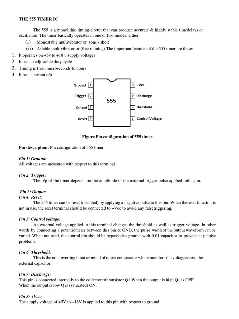 555 Timer: Monostable & Astable Modes | PDF | Electrical Engineering ...