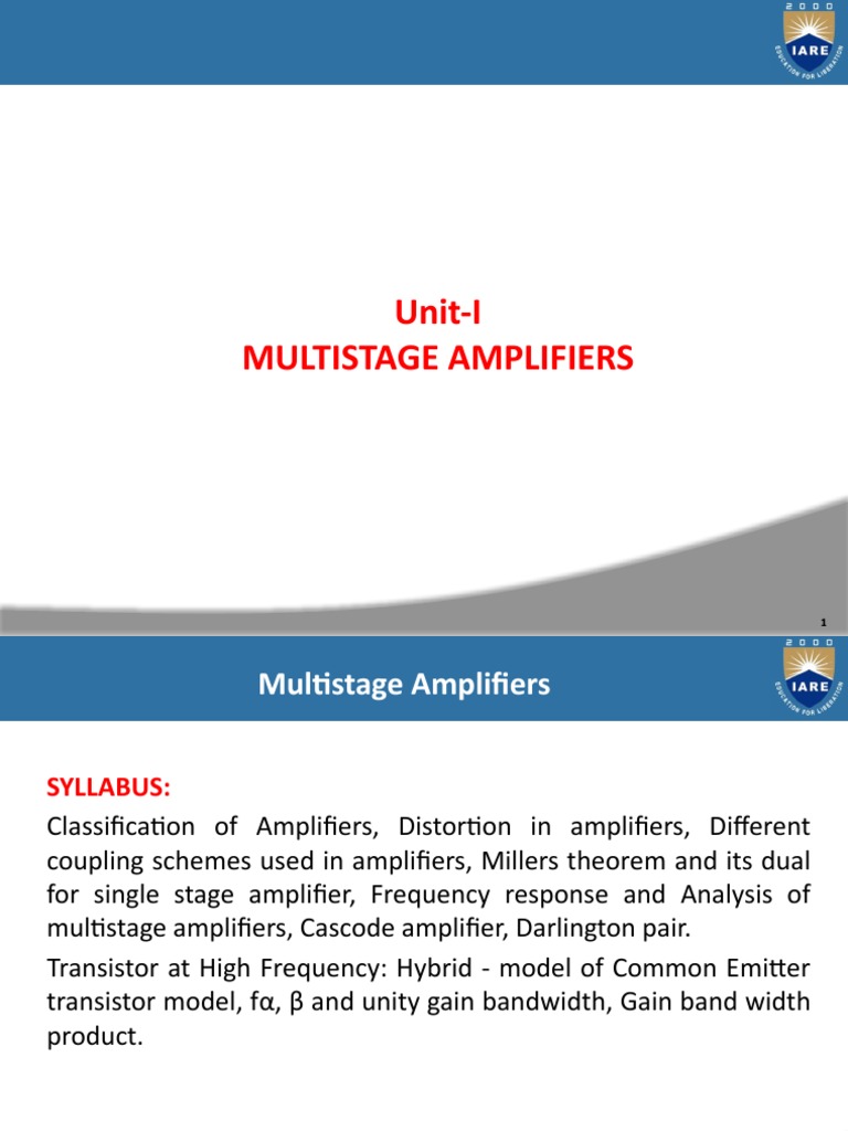 1.classification of Amplifiers, Distortions in Amplifiers PDF Amplifier Distortion