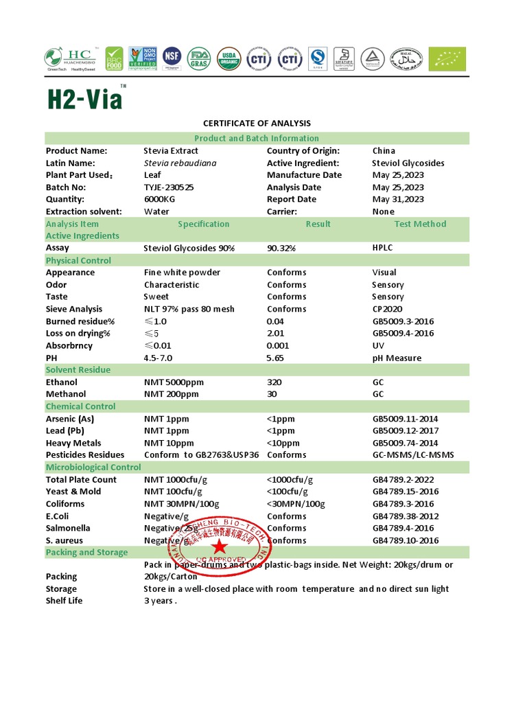 COATYJE230525H2Via Stevia Extract Steviol Glycosides 90 PDF