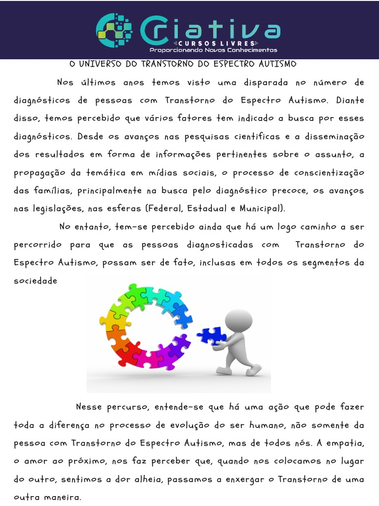Compreendendo o Transtorno do Espectro Autista | PDF | Espectro do ...