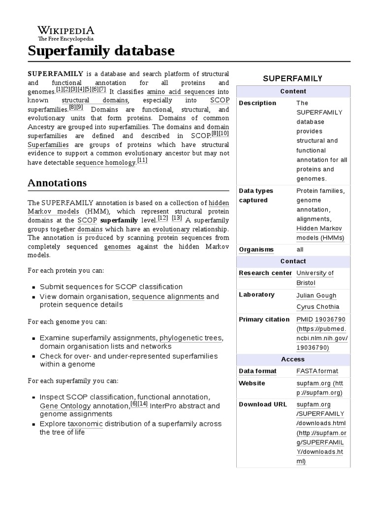 Superfamily Database | PDF | Life Sciences | Molecular Biology