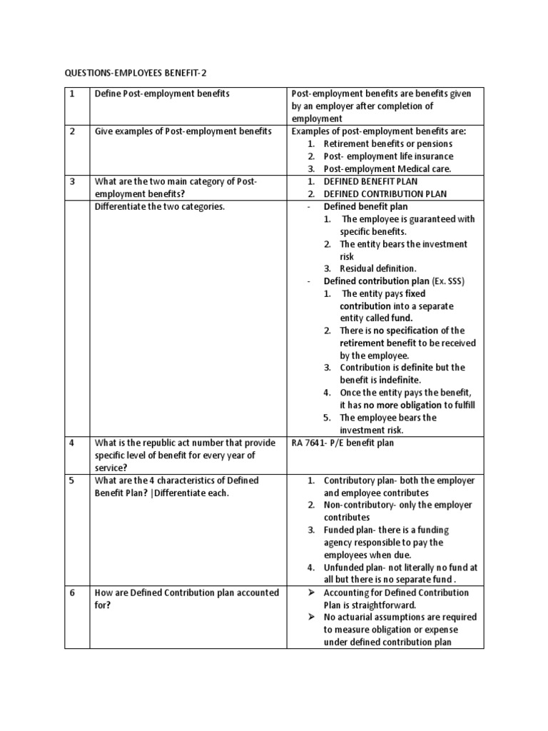 Q a employees benefits 2 pdf defined benefit pension plan pension