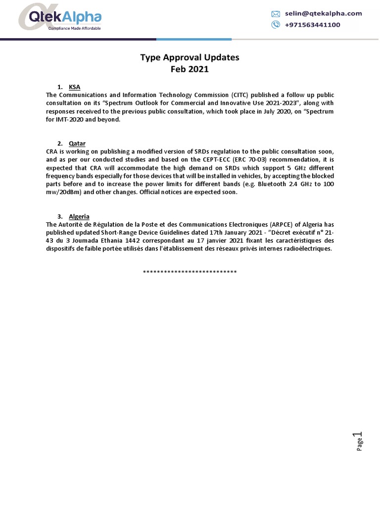 Telecom Regulatory Updates 2021 | PDF