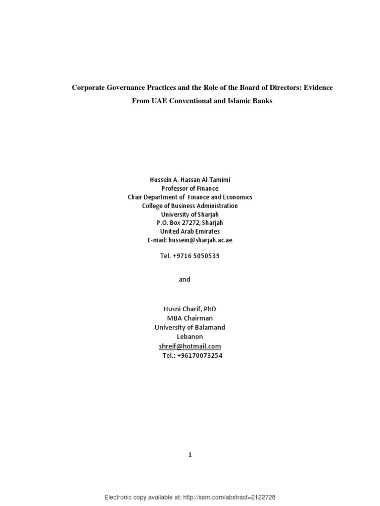 Cg practices and the role of bods uae cib pdf coefficient of