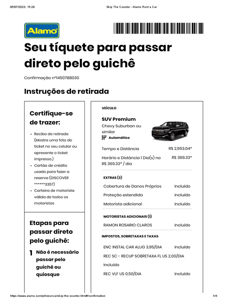 Skip The Counter Alamo Rent A Car PDF Comércio Veículos terrestres