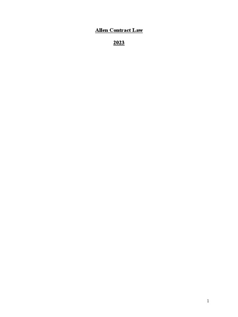Contract Law Notes-1 | PDF | Misrepresentation | Breach Of Contract