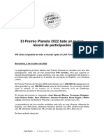 El Premio Planeta 2022 Bate Un Nuevo Record de Participacion