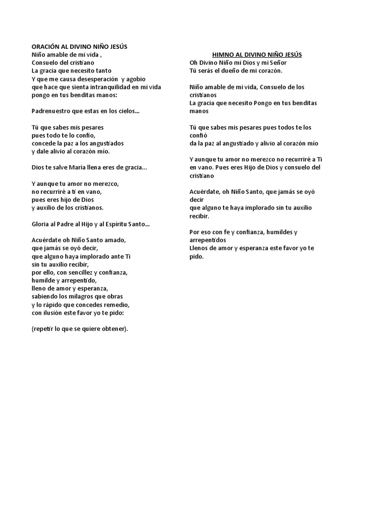 Oración Al Divino Niño Jesús | PDF