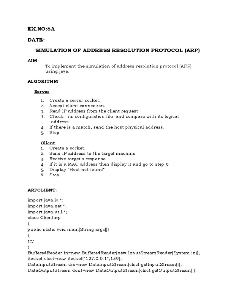 ARP Simulation for Java Developers | PDF | Network Socket ...