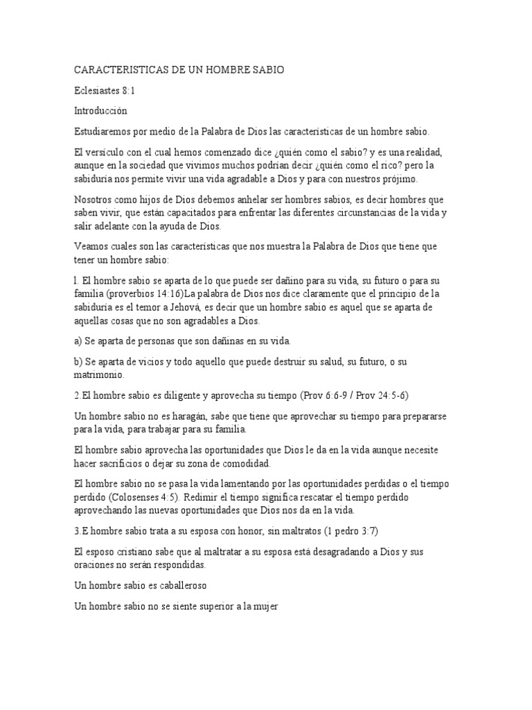 Caracteristicas de Un Hombre Sabio PDF