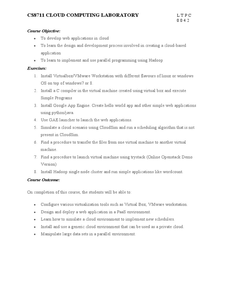 CS8711 Cloud Computing Lab Manual PDF sites Cloud Computing