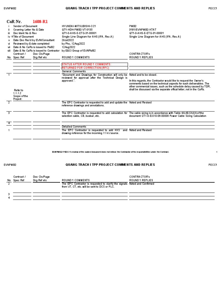 1608 CaRs R1 12apr2022 Single Line Diagram For AHS HDEC Reply PDF