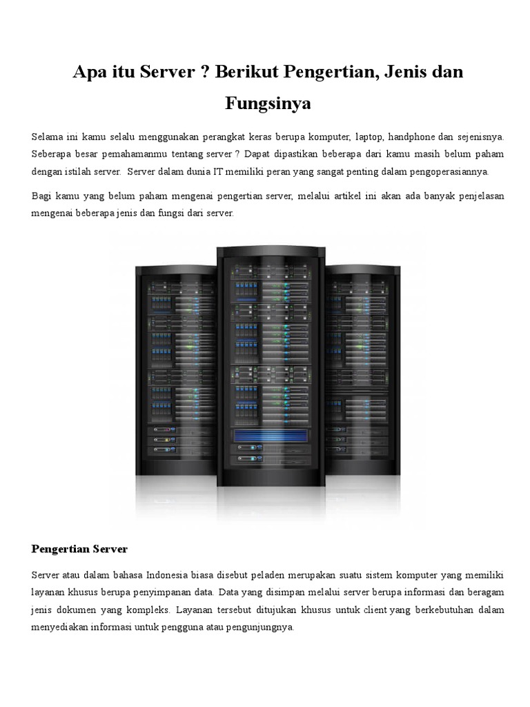 Pengertian dan Fungsi Server dalam IT | PDF