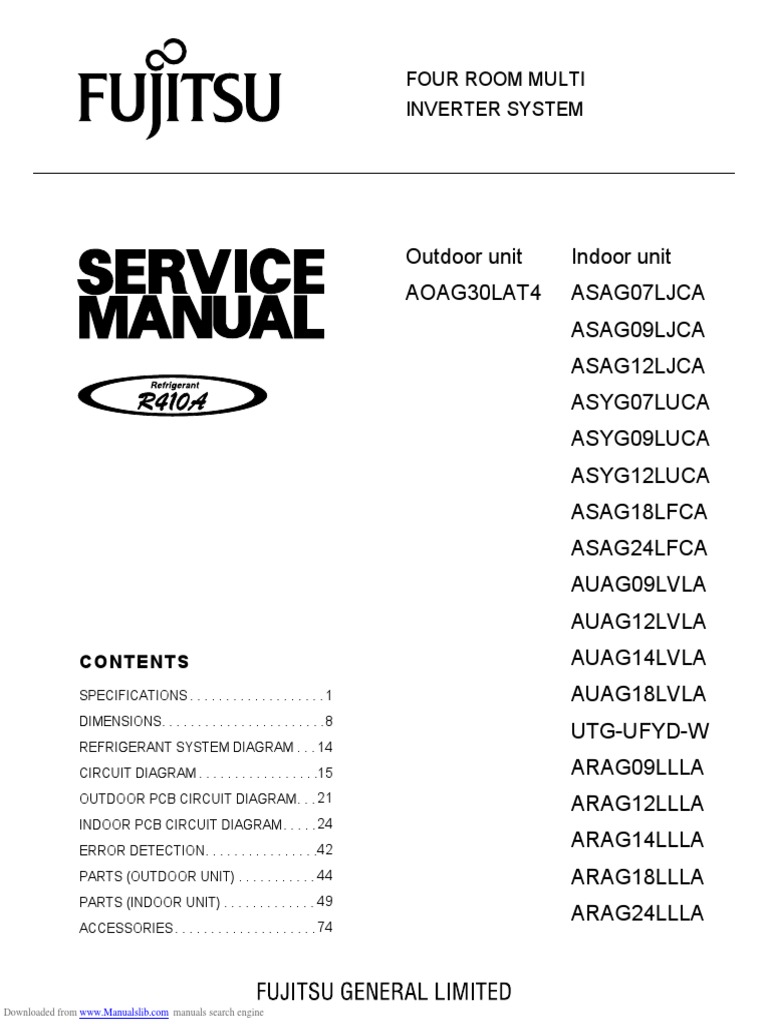 aoag30lat4 PDF Air Conditioning Electric Motor