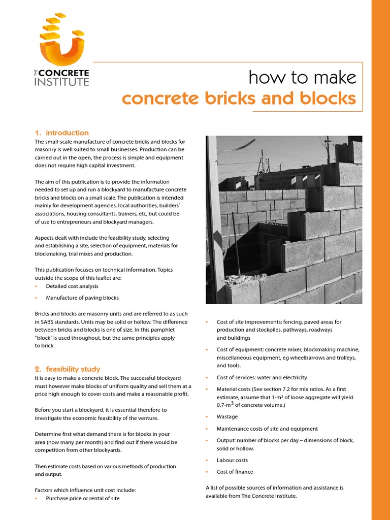 Small-Scale Concrete Block Production Guide | PDF | Concrete | Masonry