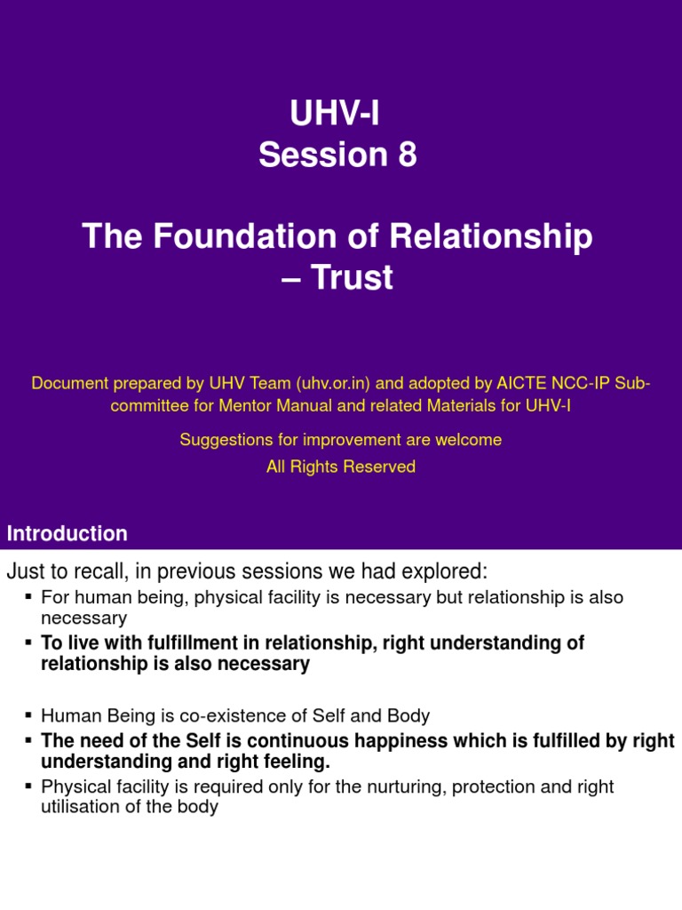 Understanding Trust in UHV Relationships | PDF | Anger | Feeling