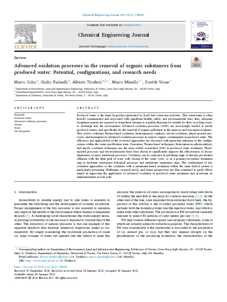 Advanced Oxidation Processes in The Removal of Organic Substances From ...