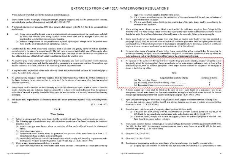 Extracted From Cap 102A Waterworks Regulations PDF