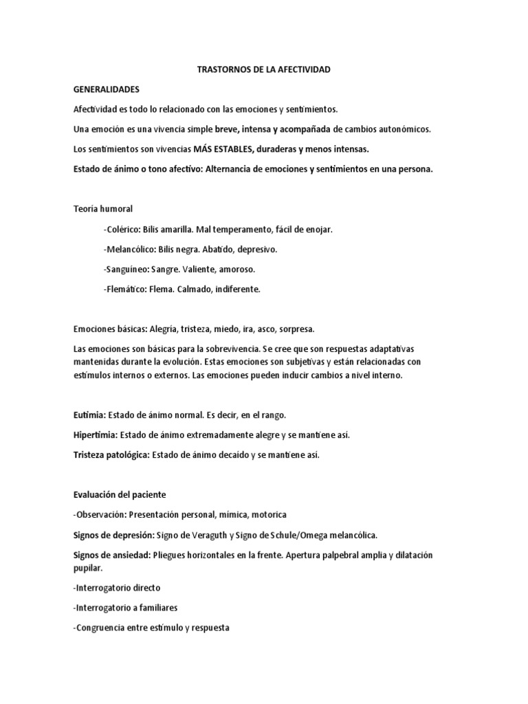 Trastornos de la Afectividad y Emociones | PDF | Las emociones | Salud ...