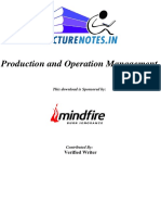 Production and Operation Management by Verified Writer