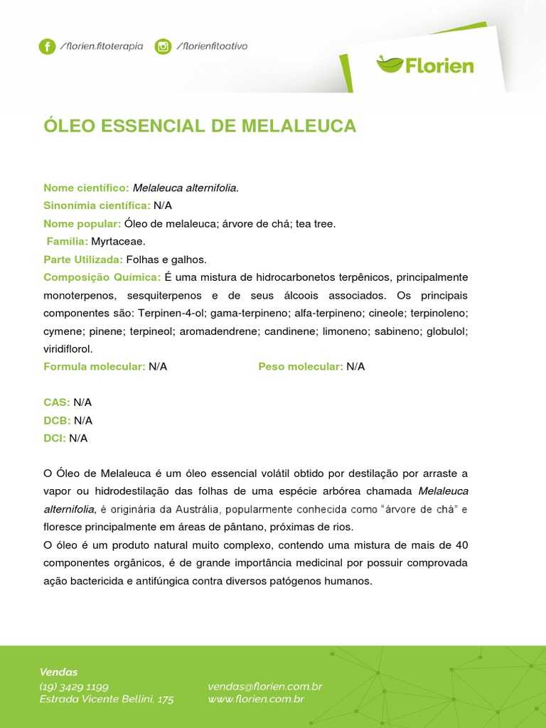 Óleo Essencial de Melaleuca | PDF