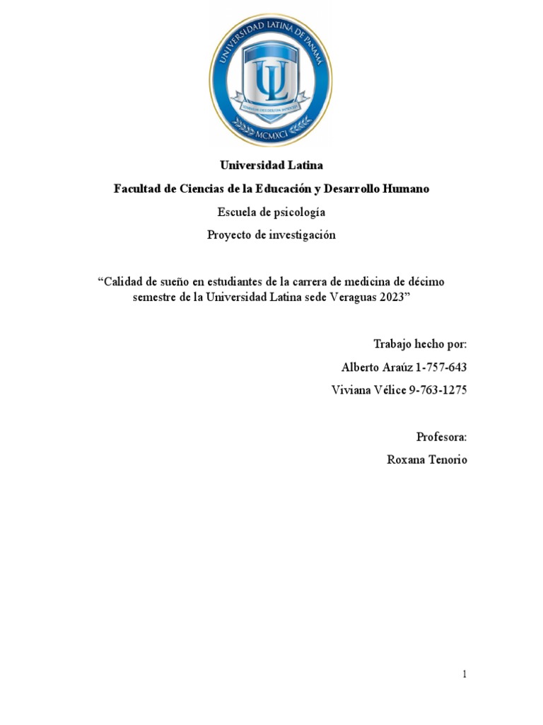 Calidad de Sueño en Estudiantes de Medicina E.F | PDF | Dormir ...