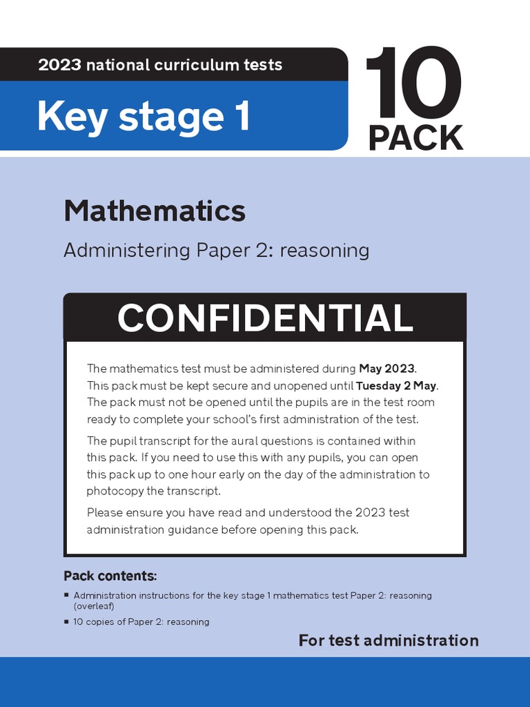 Key Stage 1 Math Test Paper 2 Guide | PDF | Human Communication