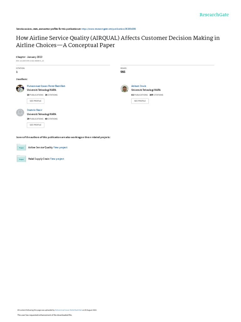 AIRQUAL's Impact on Airline Choices | PDF | Customer Satisfaction ...