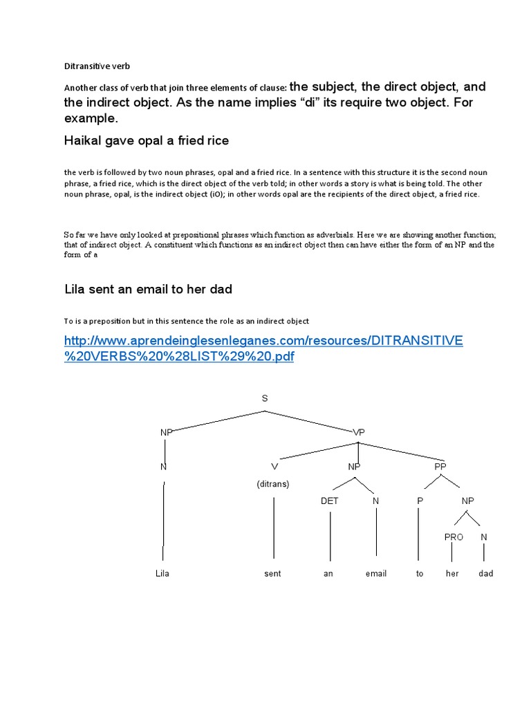 Ditransitive Verb | PDF