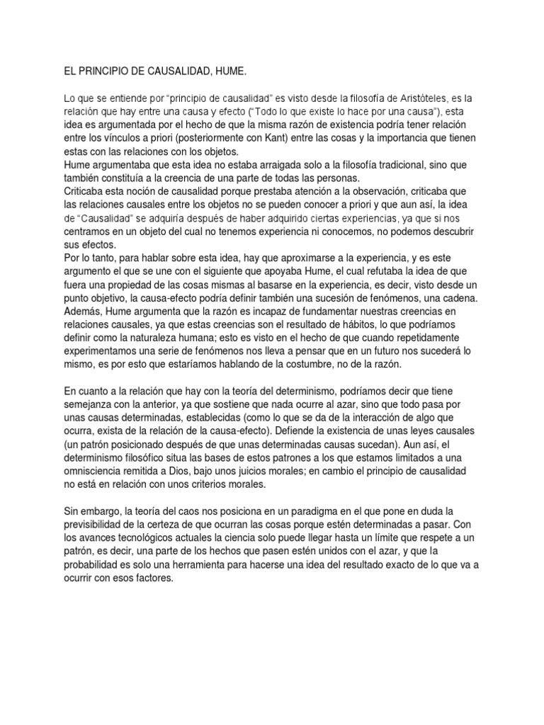 Causalidad según David Hume | PDF | Causalidad | David Hume