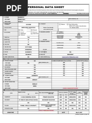 Personal Data Sheet